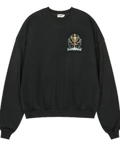 Vintage Printed Distressed Sweatshirt - Heavyweight Loose Fit Pullover for Autumn Winter - Round Neck Cotton Top