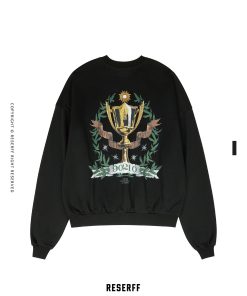 Vintage Printed Distressed Sweatshirt - Heavyweight Loose Fit Pullover for Autumn Winter - Round Neck Cotton Top