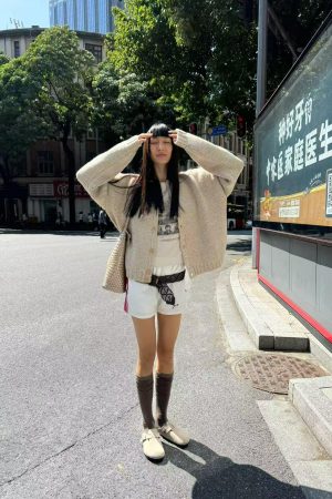 Vintage Pumpkin Dove Jacquard Sweater Cardigan for Women - Loose Fit Long Sleeve Knitted Coat, Perfect for Fall Fashion