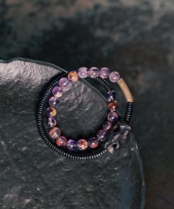 Vintage Purple Ghost Crystal Bracelet for Men and Women, Black Sandalwood Beads, Versatile Fashion Accessory