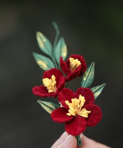 Vintage Red Hanfu Hairpin Headdress for Brides, Qipao Updo Side Clip, Xiuhe Chinese Style Toasting Dress Accessory