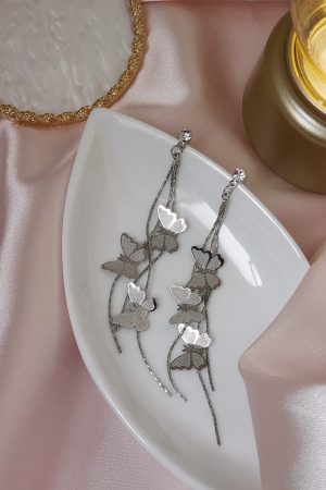 Vintage Retro 3D You Bloom, Butterflies Come Long Slimming Fairy Earrings for Boho & Y2K Style