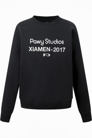 Vintage Retro Round Neck Sweatshirt - Trendy Basic Logo Printed Long Sleeve Top for Casual Y2K Style Fashion