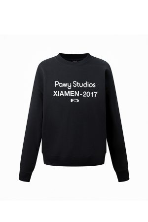 Vintage Retro Round Neck Sweatshirt - Trendy Basic Logo Printed Long Sleeve Top for Casual Y2K Style Fashion