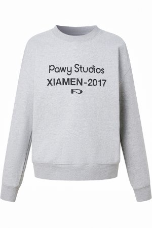 Vintage Retro Round Neck Sweatshirt - Trendy Basic Logo Printed Long Sleeve Top for Casual Y2K Style Fashion