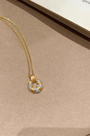 Vintage Retro Textured Diamond-Studded Twisted Necklace for Women, Exquisite Collarbone Chain, 2025 Fashion Statement Piece