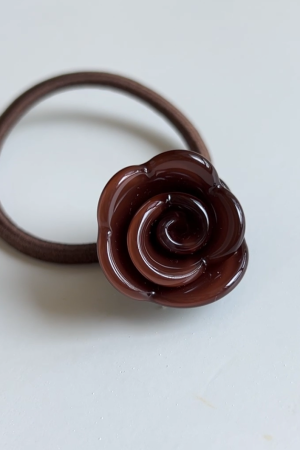 Vintage Rose Floral Acetate Hair Tie - High-Quality Korean Import, Elegant Hair Accessory for Effortless Style