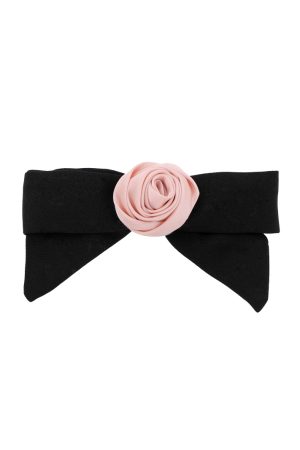 Vintage Rose Floral Hair Clip with Side Bow - Girly Pink Hair Accessory for Women, High-End Feel, Perfect for 90s and Y2K Styles