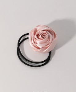 Vintage Rose Floral Hair Clip with Side Bow - Girly Pink Hair Accessory for Women, High-End Feel, Perfect for 90s and Y2K Styles