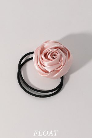 Vintage Rose Floral Hair Clip with Side Bow - Girly Pink Hair Accessory for Women, High-End Feel, Perfect for 90s and Y2K Styles