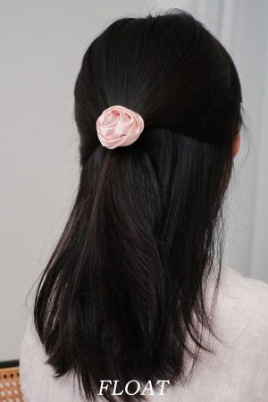 Vintage Rose Floral Hair Clip with Side Bow - Girly Pink Hair Accessory for Women, High-End Feel, Perfect for 90s and Y2K Styles
