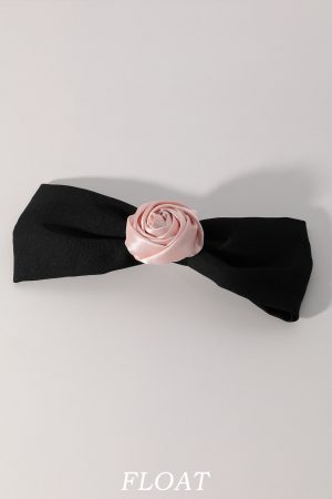 Vintage Rose Floral Hair Clip with Side Bow - Girly Pink Hair Accessory for Women, High-End Feel, Perfect for 90s and Y2K Styles