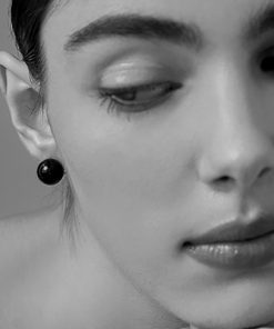 Vintage Round Black Agate & Tiger Eye Crystal Bead Earrings - Natural Stone Silver Needle Design, Boho Chic Jewelry