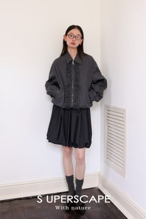 Vintage Ruffled Collar Short Jacket - Retro 90s Style Outerwear for Chic Layering
