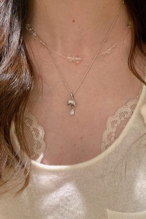Vintage Silver Brushed Lily of the Valley Zircon Pendant Necklace - Exquisite High-End Fashion Collarbone Chain