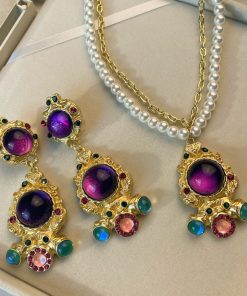 Vintage Silver Pin Earrings with Diamond Inlays, Irregular Metal Design, Retro Court Style Ear Accessories