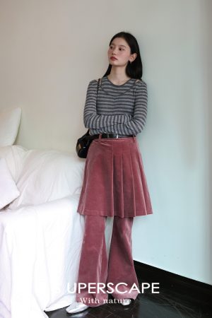 Vintage Slim-Fit Corduroy Flared Pants for Women - 90s Inspired Retro Style Trousers