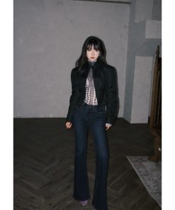 Vintage Slim Fit Jeans for Women - Mid-Low Waist Straight Leg with Slight Flare - Versatile Long Pants - Y2K Style Fashion