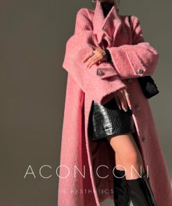 Vintage Stand Collar Black Wool Coat for Women - 2025 Winter Long Overcoat in Classic Style