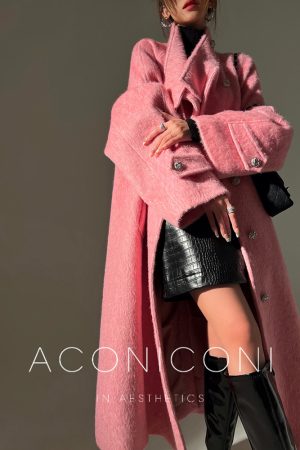 Vintage Stand Collar Black Wool Coat for Women - 2025 Winter Long Overcoat in Classic Style