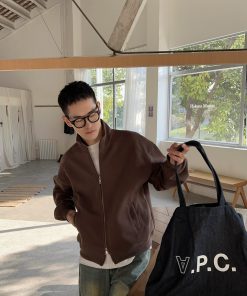 Vintage Stand Collar Zipper Hoodie Jacket for Men - Korean Style Loose Casual Top for Autumn & Winter Fashion