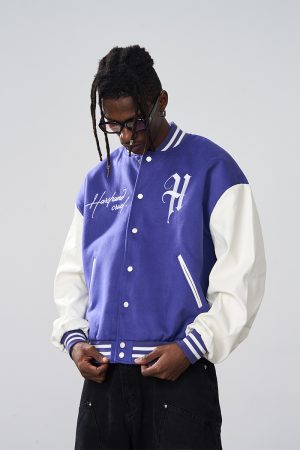Vintage Street Embroidered Baseball Jacket - 90s Inspired Design, Korean Style, Unisex Fashion Outerwear