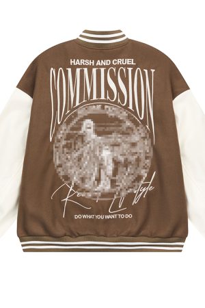 Vintage Street Embroidered Baseball Jacket - 90s Inspired Design, Korean Style, Unisex Fashion Outerwear