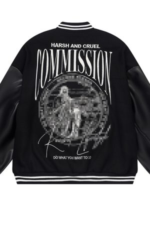 Vintage Street Embroidered Baseball Jacket - 90s Inspired Design, Korean Style, Unisex Fashion Outerwear