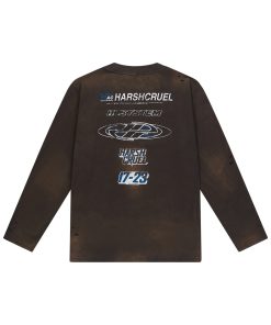 Vintage Street Heavy Wash Printed Loose Long Sleeve T-Shirt for a Retro 90s Look