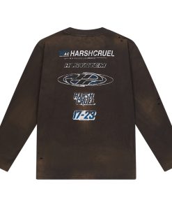 Vintage Street Heavy Wash Printed Loose Long Sleeve T-Shirt for a Retro 90s Look