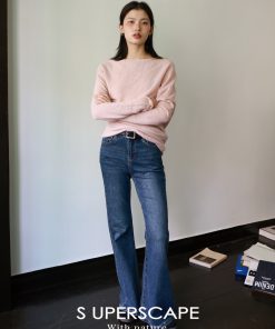 Vintage-Style Dark Washed Denim Flared Pants - Ground-Dragging, Slimming Fit for a 90s Y2K Look