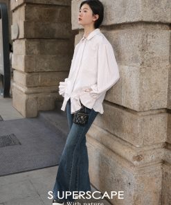 Vintage-Style Dark Washed Denim Flared Pants - Ground-Dragging, Slimming Fit for a 90s Y2K Look