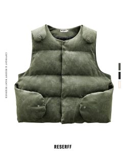 Vintage Style Deconstructed Split Splicing Wing Vest - 3M Snow Velvet Cotton-Padded Tank Top for Y2K Fashion