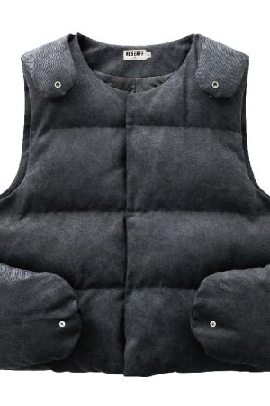 Vintage Style Deconstructed Split Splicing Wing Vest - 3M Snow Velvet Cotton-Padded Tank Top for Y2K Fashion