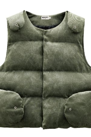 Vintage Style Deconstructed Split Splicing Wing Vest - 3M Snow Velvet Cotton-Padded Tank Top for Y2K Fashion