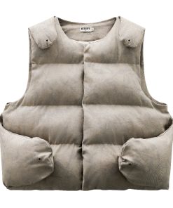 Vintage Style Deconstructed Split Splicing Wing Vest - 3M Snow Velvet Cotton-Padded Tank Top for Y2K Fashion
