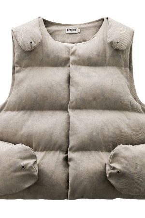 Vintage Style Deconstructed Split Splicing Wing Vest - 3M Snow Velvet Cotton-Padded Tank Top for Y2K Fashion