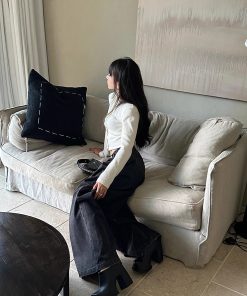 Vintage-Style High-Waisted Women's Jeans, Luxury Slimming Straight-Leg Loose Wide-Leg Pants, Trendy Y2K Fashion, Floor-Length Design.