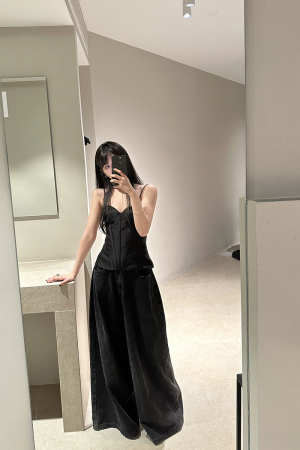 Vintage-Style High-Waisted Women's Jeans, Luxury Slimming Straight-Leg Loose Wide-Leg Pants, Trendy Y2K Fashion, Floor-Length Design.