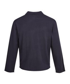 Vintage Style Linen Blend Polo Neck Knitted Long Sleeve T-Shirt Cardigan for Autumn 2025 - Chic 90s Inspired Fashion