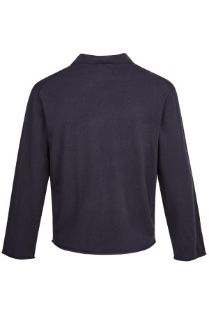 Vintage Style Linen Blend Polo Neck Knitted Long Sleeve T-Shirt Cardigan for Autumn 2025 - Chic 90s Inspired Fashion