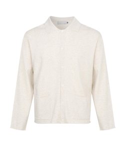 Vintage Style Linen Blend Polo Neck Knitted Long Sleeve T-Shirt Cardigan for Autumn 2025 - Chic 90s Inspired Fashion