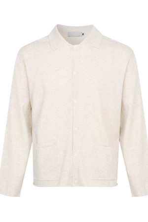 Vintage Style Linen Blend Polo Neck Knitted Long Sleeve T-Shirt Cardigan for Autumn 2025 - Chic 90s Inspired Fashion