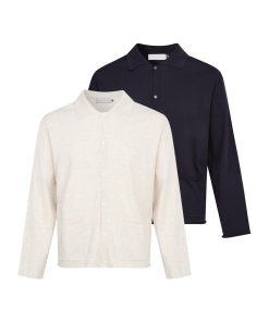 Vintage Style Linen Blend Polo Neck Knitted Long Sleeve T-Shirt Cardigan for Autumn 2025 - Chic 90s Inspired Fashion