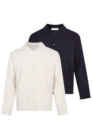 Vintage Style Linen Blend Polo Neck Knitted Long Sleeve T-Shirt Cardigan for Autumn 2025 - Chic 90s Inspired Fashion