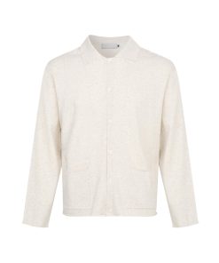 Vintage Style Linen Blend Polo Neck Knitted Long Sleeve T-Shirt Cardigan for Autumn 2025 - Chic 90s Inspired Fashion