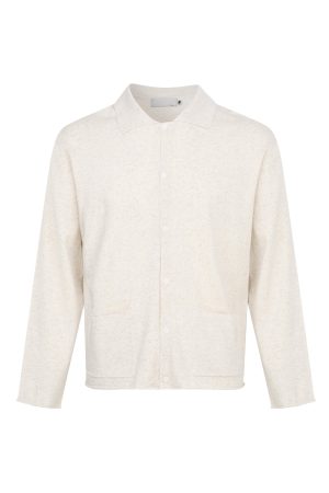 Vintage Style Linen Blend Polo Neck Knitted Long Sleeve T-Shirt Cardigan for Autumn 2025 - Chic 90s Inspired Fashion
