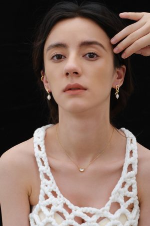 Vintage Style Natural Pearl Gold-Plated Knotted Stud Earrings - Elegant French Design, Perfect for Holiday and Everyday Wear