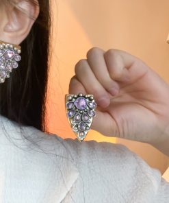 Vintage-Style Red and Black Geometric Full-Diamond Drop Earrings with 925 Silver Pins, Retro Hong Kong-Inspired Fashion Jewelry