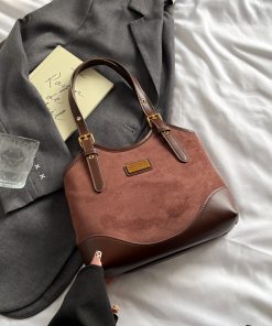 Vintage Suede Tote Bag for Women - Large-Capacity High-End Shoulder Bag - Spring/Summer 2025 Fashion Trend